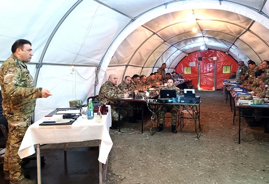 One of military units holds command-staff exercise