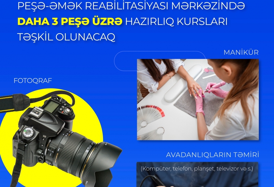 Peşə-əmək Reabilitasiyası Mərkəzində daha 3 peşə üzrə hazırlıq kursları təşkil olunacaq