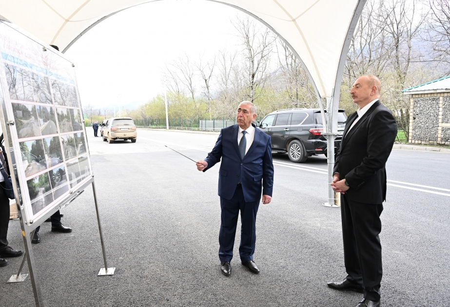 Präsident Ilham Aliyev weiht Autobahn Boyuk Pirali-Kichik Pirali-Khirkhatala-Jighatelli-Hamzali ein VIDEO