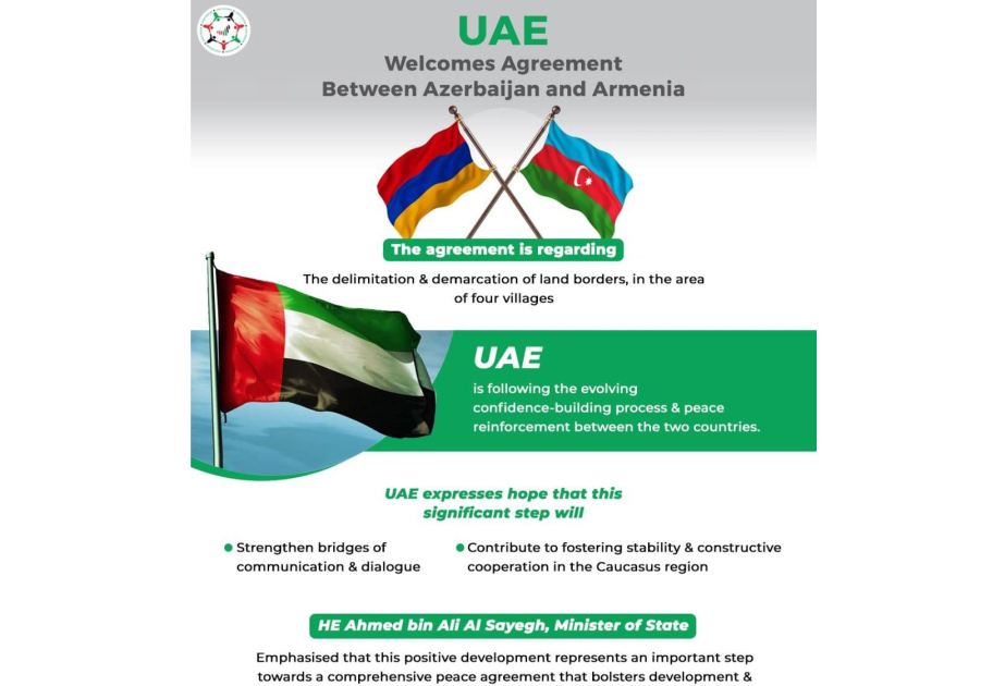 UAE welcomes agreement between Azerbaijan and Armenia