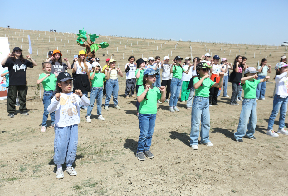 Məktəblilərin iştirakı ilə “EcoGreenAction” layihəsi çərçivəsində ağacəkmə aksiyası keçirilib
