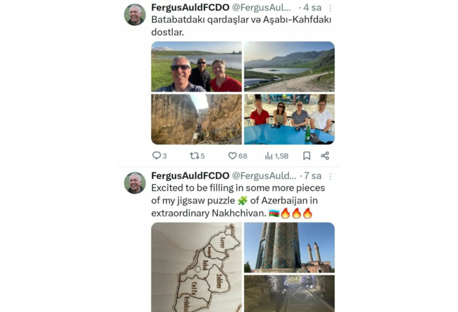 El embajador británico en Azerbaiyán ha compartido un post sobre Najchiván