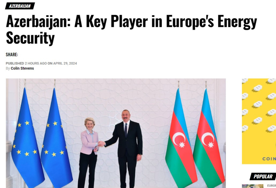 “Europorter”: Azərbaycan Avropanın enerji təhlükəsizliyində əsas oyunçudur