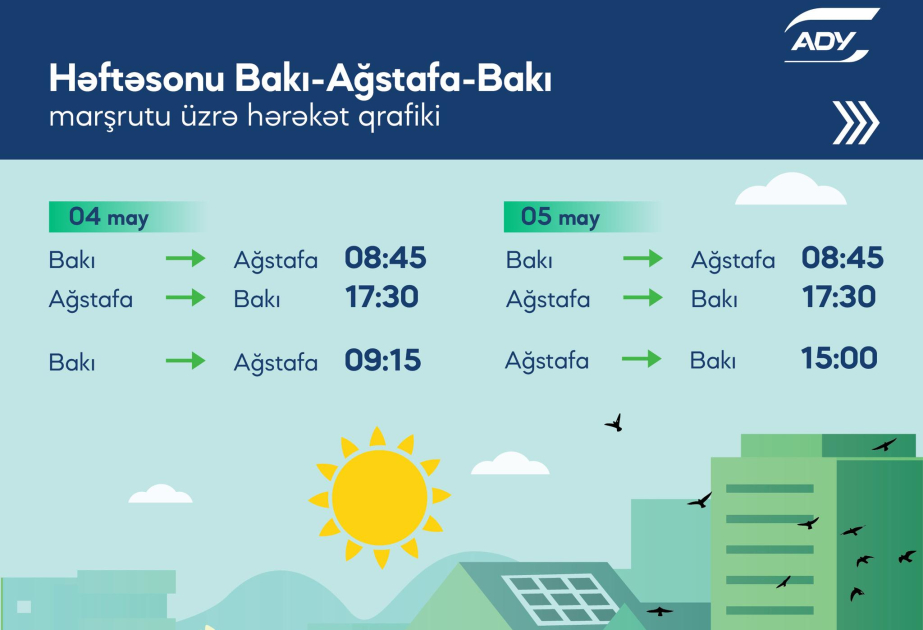 Bakı-Ağstafa-Bakı marşrutu üzrə əlavə qatar təyin edilir