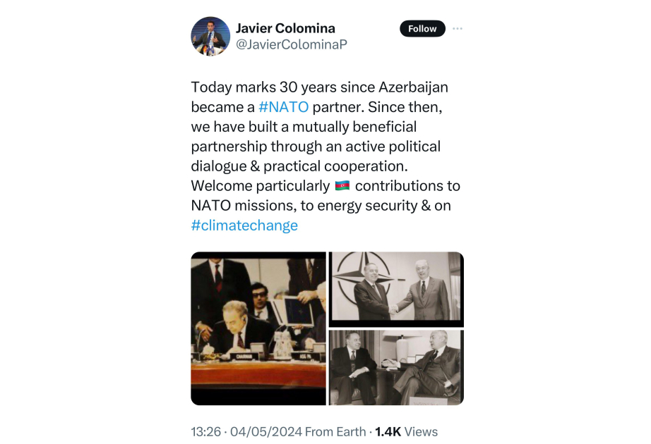 Políticos de la OTAN felicitan a Azerbaiyán por el aniversario de su adhesión al programa Asociación para la Paz