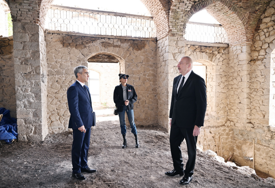 President Ilham Aliyev inspected restoration works at Chol Gala Mosque in Shusha
