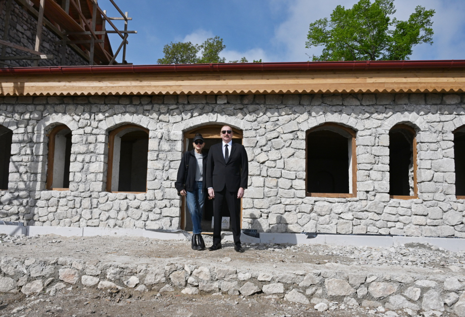 President Ilham Aliyev and First Lady Mehriban Aliyeva oversaw ongoing restoration work at Uzeyir Hajibeyli House Museum in Shusha