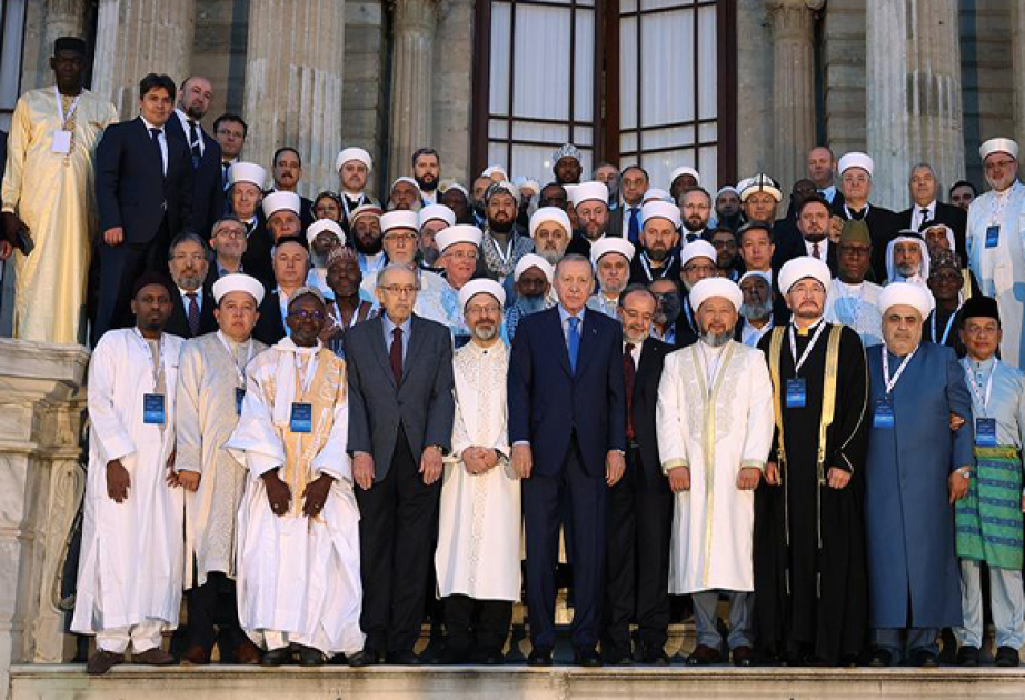 Türkiyə Prezidenti Dünya İslam Alimlərinin Məşvərət Toplantısının iştirakçıları ilə görüşüb