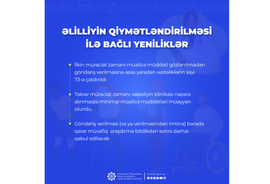 Əlilliyin qiymətləndirilməsi qaydasında dəyişiklik edilib