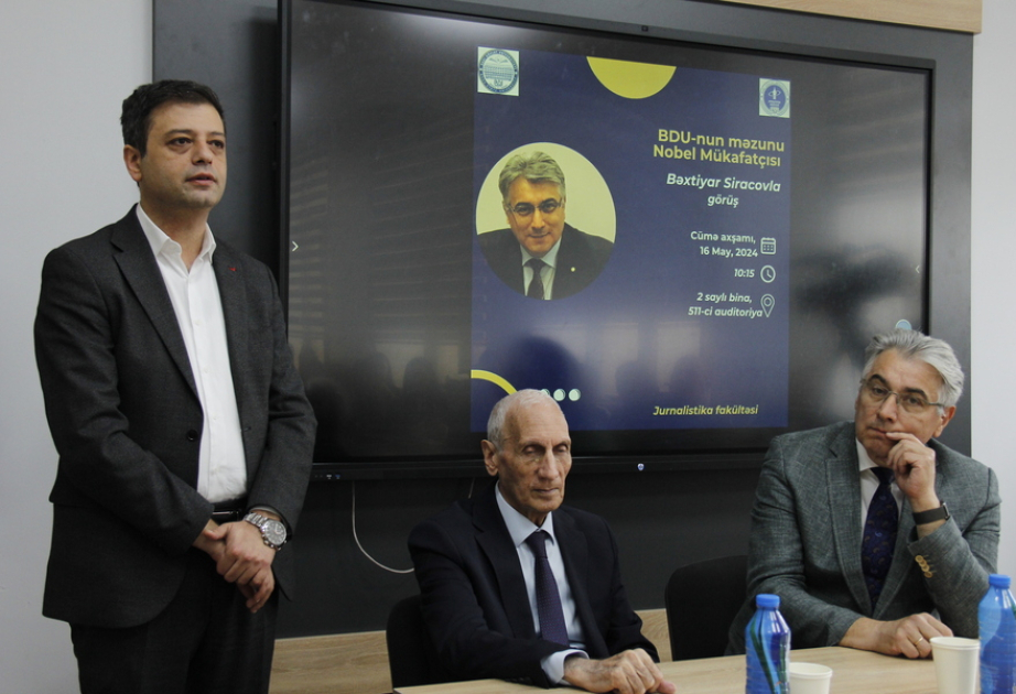 BDU-nun Nobel Sülh mükafatçısı olan məzunu tələbə-jurnalistlərlə görüşüb