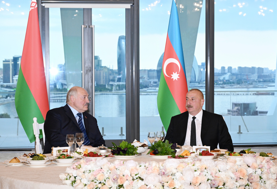 State reception on behalf of President Ilham Aliyev was hosted in honor of President of Belarus Aleksandr Lukashenko at Gulustan Palace VIDEO