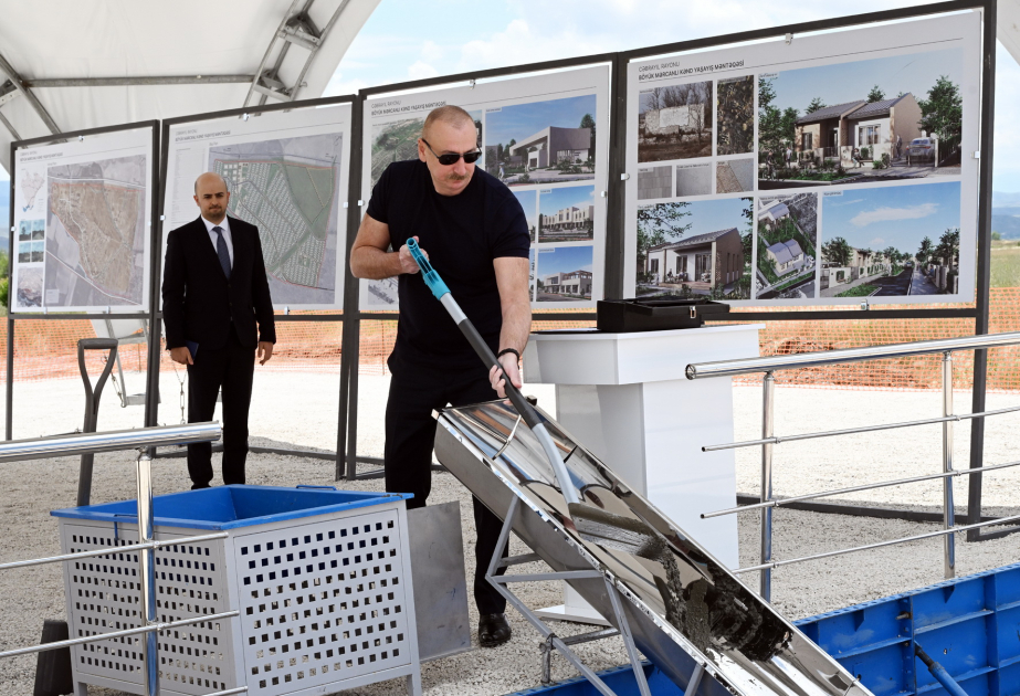 Djabrail : le président Aliyev pose la première pierre du village de Böyuk Merdjanly VIDEO