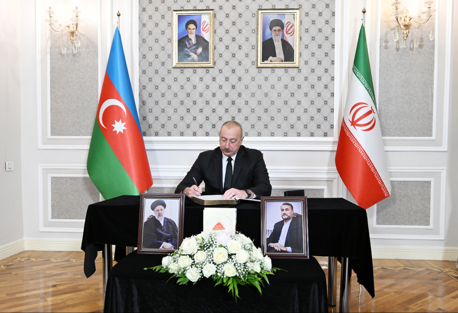 President Ilham Aliyev visited Embassy of Iran in Azerbaijan, offered his condolences over the death of the Iranian President and other individuals in helicopter crash