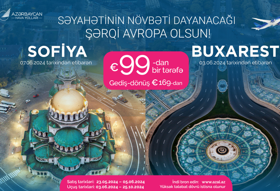 AZAL Buxarest və Sofiyaya 99 avrodan aviabiletlər təklif edir