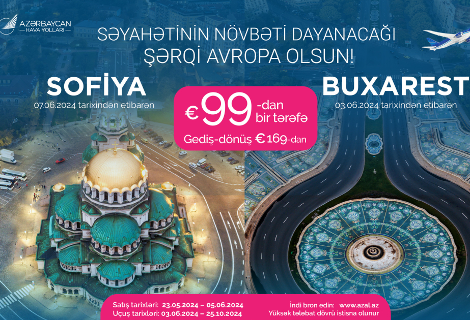 AZAL offers flights to Bucharest and Sofia starting from €99