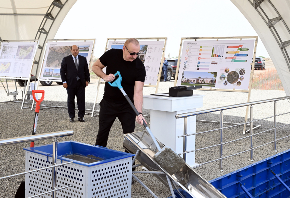 Le président Ilham Aliyev pose la première pierre du village de Taghibeyli de la région d’Aghdam  MIS A JOUR VIDEO