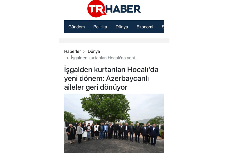 Azərbaycan Prezidentinin Xocalıya səfəri Türkiyə mətbuatında geniş işıqlandırılıb