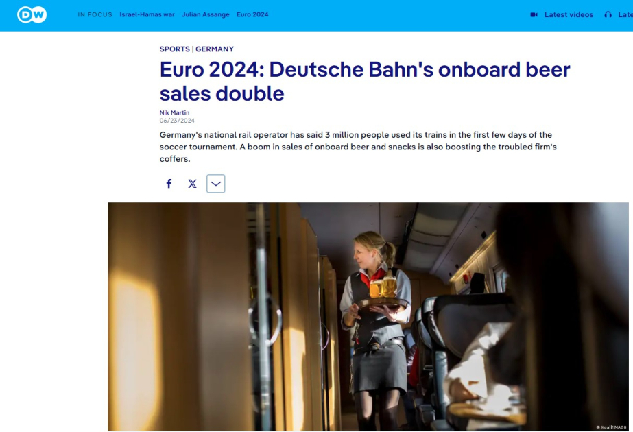 Euro 2024: Deutsche Bahn's onboard beer sales double