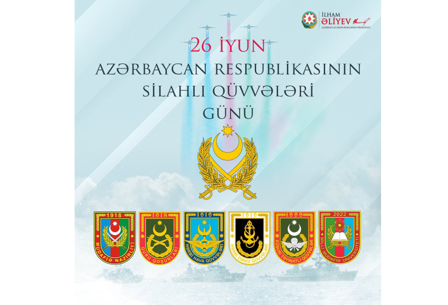 El Presidente de Azerbaiyán comparte publicación con motivo del Día de las Fuerzas Armadas de Azerbaiyán