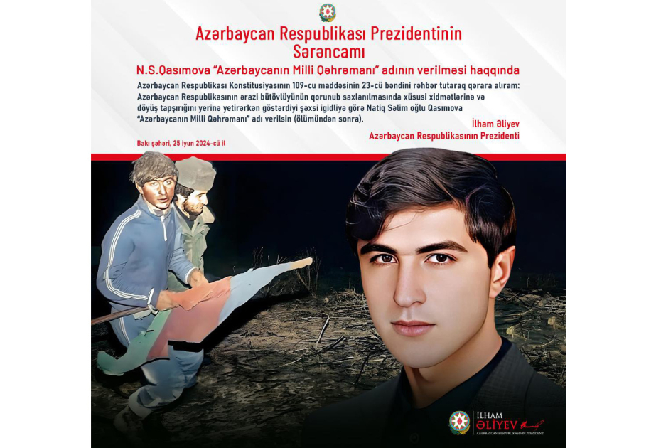 El Presidente de Azerbaiyán compartió la publicación sobre el Héroe Nacional Natig Gasimov