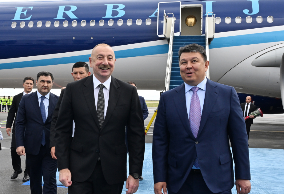 Prezident İlham Əliyev Qazaxıstanın Astana şəhərinə səfərə gəlib  VİDEO