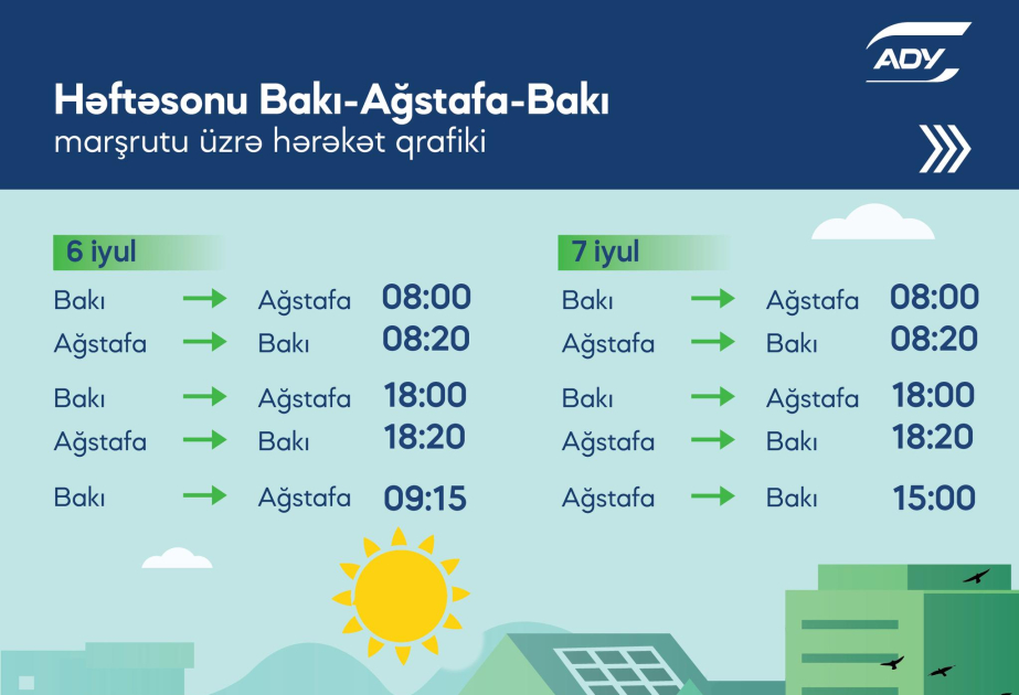 Bakı-Ağstafa-Bakı marşrutu üzrə əlavə qatar reysləri təyin edilib