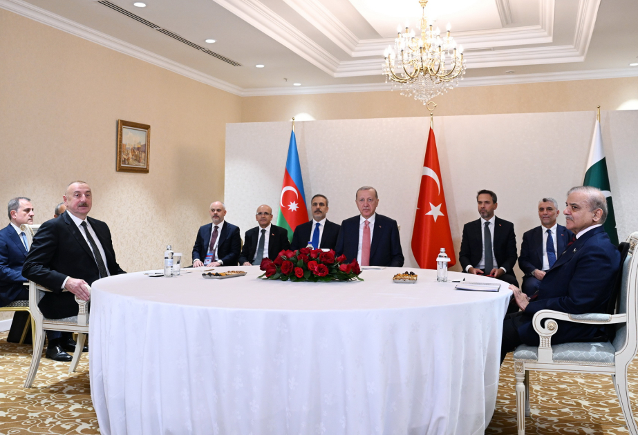 Trilateral meeting between President of Azerbaijan, President of Turkiye and Prime Minister of Pakistan was held in Astana  VIDEO