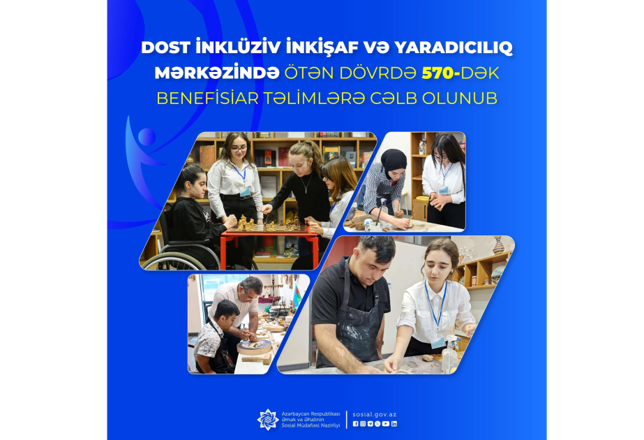 DOST İnklüziv İnkişaf və Yaradıcılıq Mərkəzində ötən dövrdə 570-dək benefisiar təlimlərə cəlb olunub