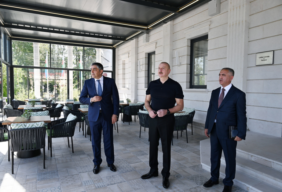 Президент Ильхам Алиев принял участие в открытии после капитального ремонта и реставрации отеля Palace в Ханкенди  ОБНОВЛЕНО ВИДЕО