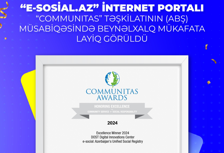 E-sosial.az internet portalı beynəlxalq mükafata layiq görülüb