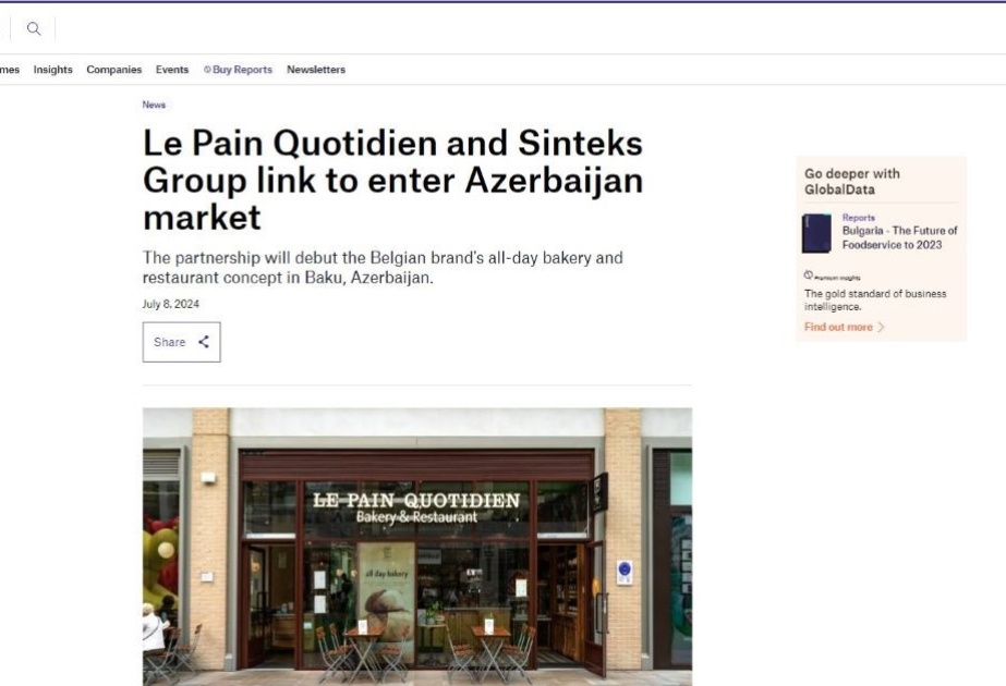 Le Pain Quotidien de Belgique s'intéresse au marché azerbaïdjanais