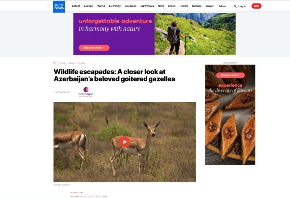 Euronews TV Channel airs reportage on Azerbaijan’s Shirvan National Park