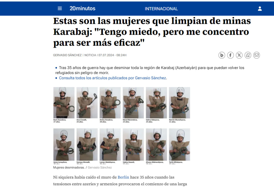 Prensa española escribe sobre el problema de minas en Karabaj