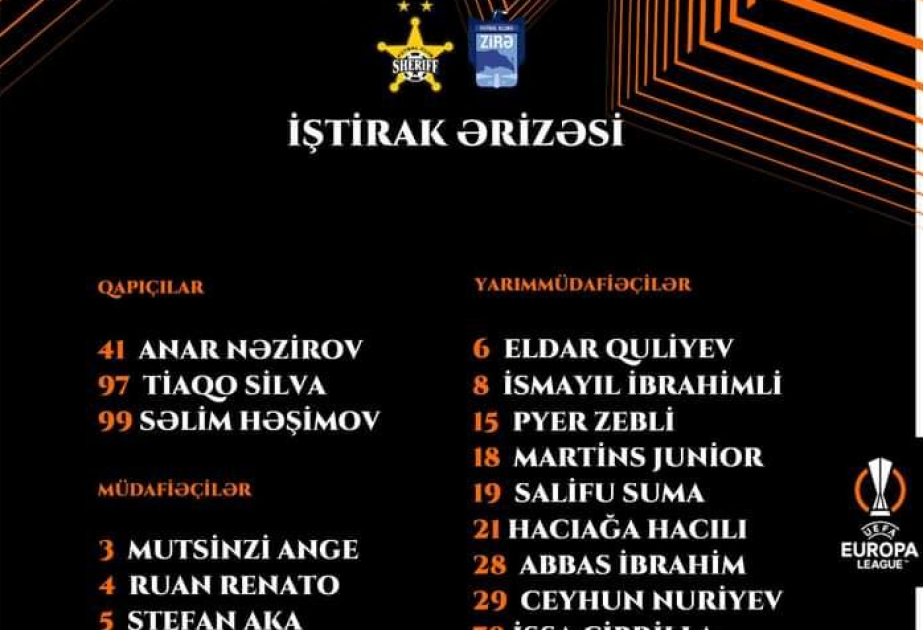 "Zirə" "Şerif"lə oyunlar üçün iştirak ərizəsini UEFA-ya təqdim edib