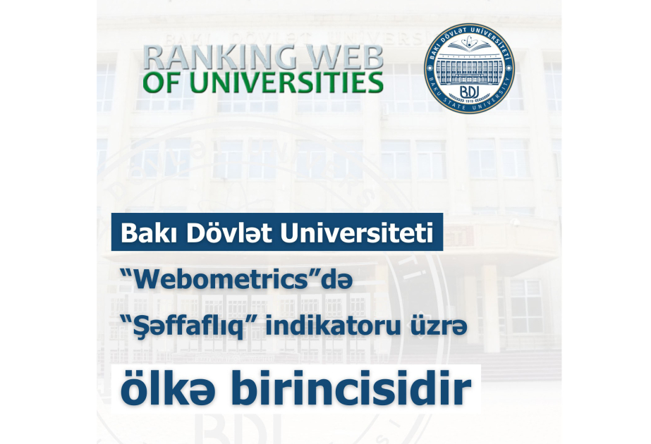BDU “Webometrics”də “Şəffaflıq” indikatoru üzrə ölkə birincisidir