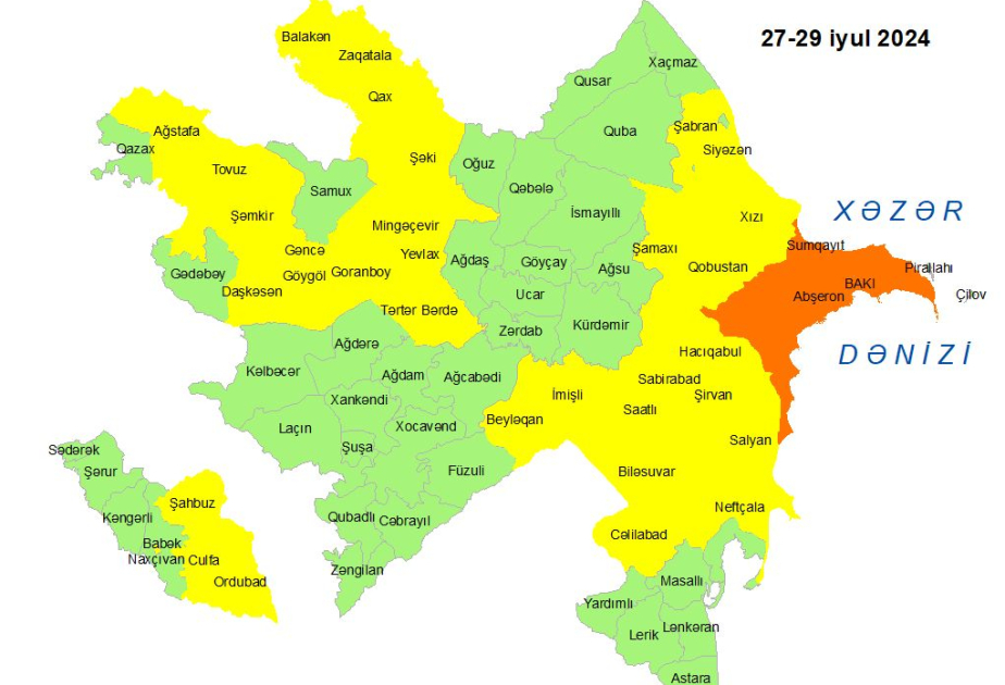 Azərbaycanda küləkli hava şəraiti ilə bağlı “sarı” və “narıncı” xəbərdarlıq edilib