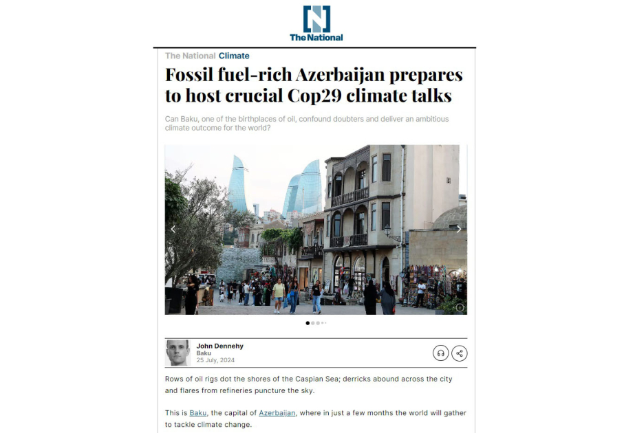 “The National” news portal highlights Azerbaijan’s preparations for COP29