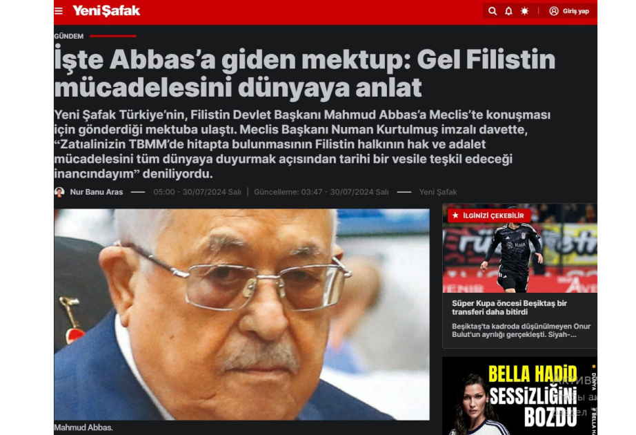 Media: Mahmud Abbas Türkiyə parlamentində çıxış etmək təklifini qəbul etməyib
