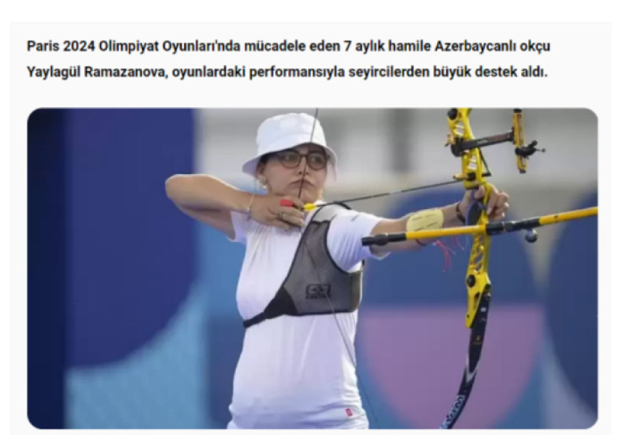 Türkiyə mediası Azərbaycanın kamandan oxatanının Paris Olimpiadasında çıxışını geniş işıqlandırır