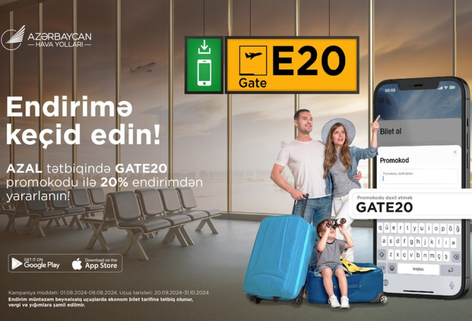 ®  Enjoy AZAL’s 20% discount on flight tickets with promo code GATE20