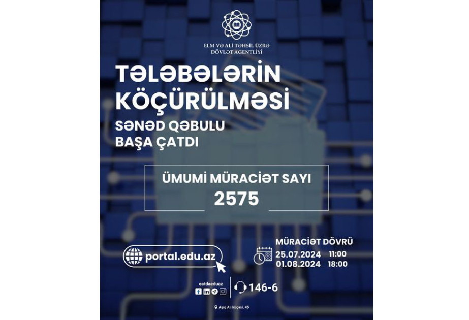 Tələbələrin köçürülməsi üçün müraciətlərin qəbulu başa çatıb