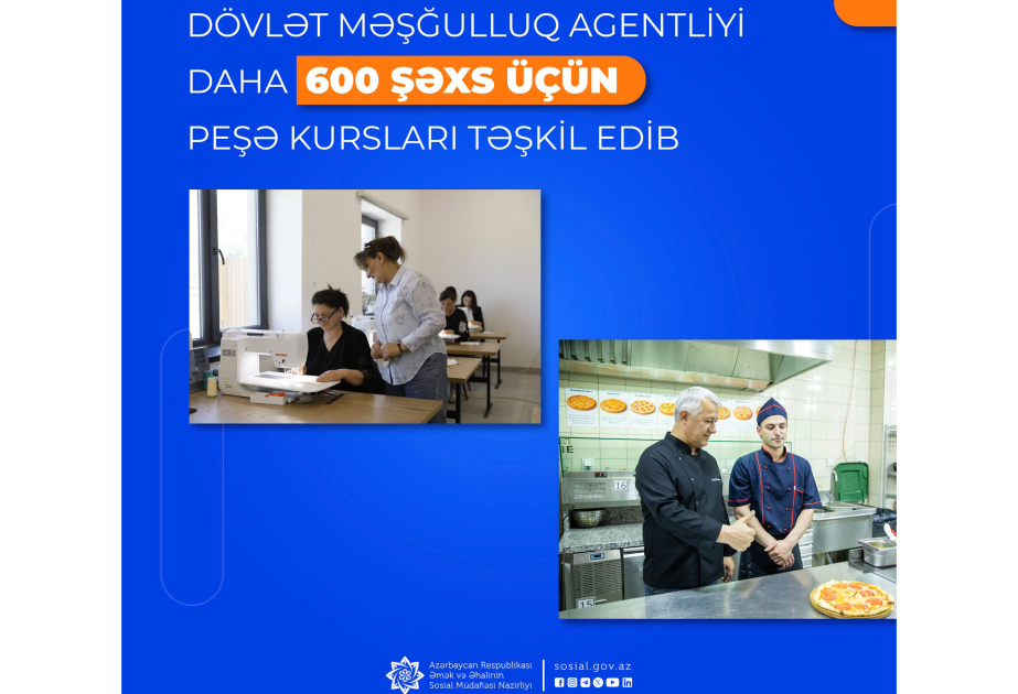 Dövlət Məşğulluq Agentliyi daha 600 şəxs üçün peşə kursları təşkil edib