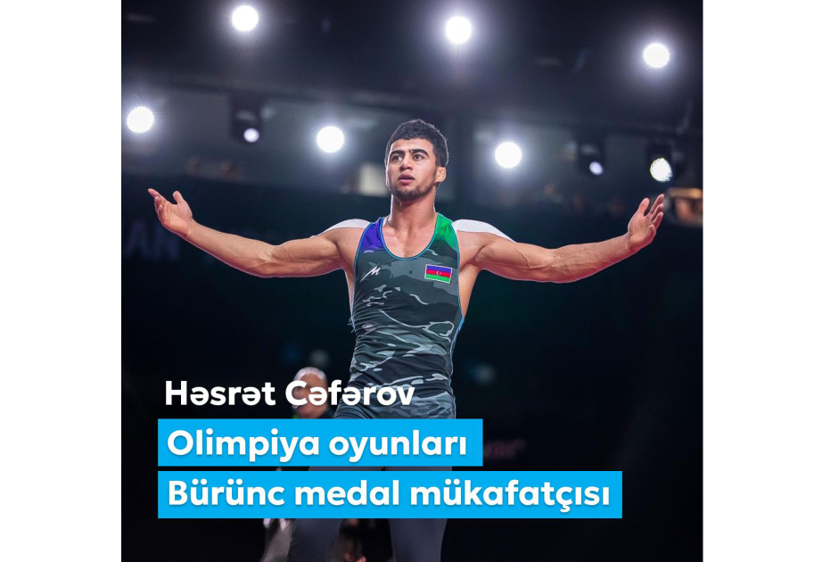 Erste Vizepräsidentin Mehriban Aliyeva gratuliert Hasrat Jafarov zum Bronzegewinn bei Olympischen Spielen