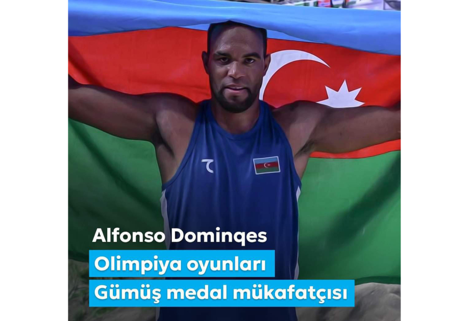 La Vicepresidenta Primera Mehriban Aliyeva felicita a Alfonso Domínguez que ganó la medalla de plata en los Juegos Olímpicos