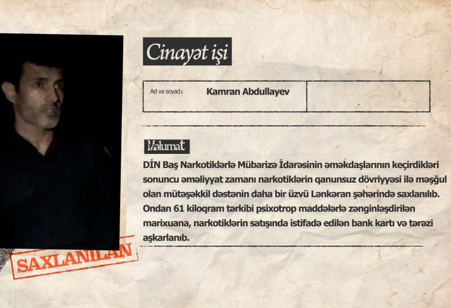 Lənkəranda mütəşəkkil cinayətkar dəstənin əvvəllər məhkum olmuş üzvü saxlanılıb VİDEO
