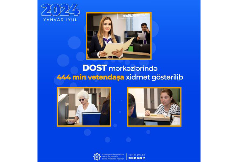 Yanvar-iyul aylarında DOST mərkəzlərində 444 min vətəndaşa xidmət göstərilib
