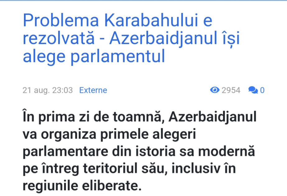 Moldova portalında Azərbaycanda keçiriləcək parlament seçkiləri ilə bağlı məqalə dərc olunub