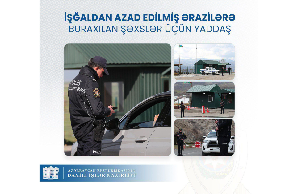 DİN işğaldan azad olunmuş ərazilərə buraxılan şəxslər üçün yaddaş hazırlayıb