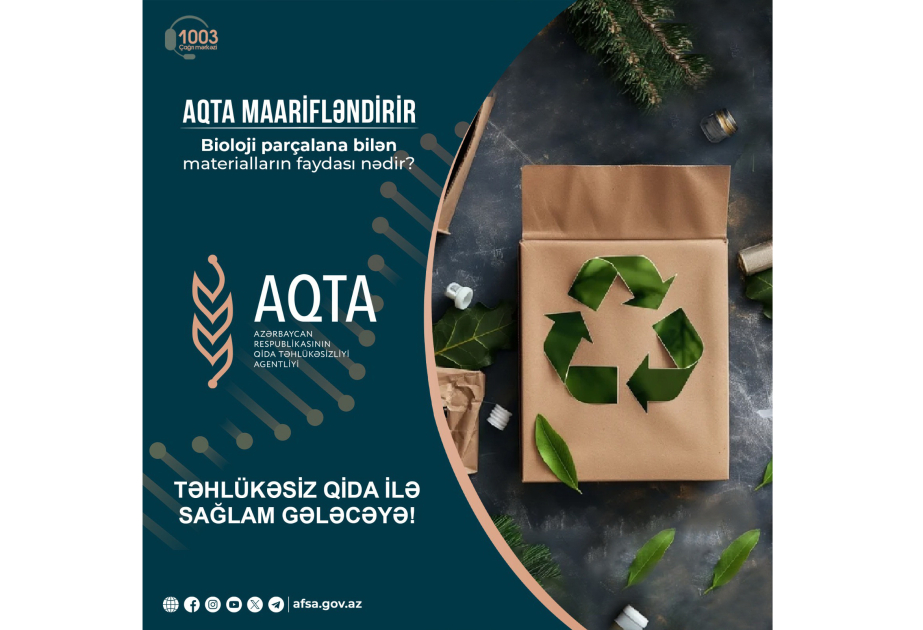 AQTA: Bioloji parçalana bilən qablaşdırma materialları ətraf mühitin çirklənməsinin qarşısını alır