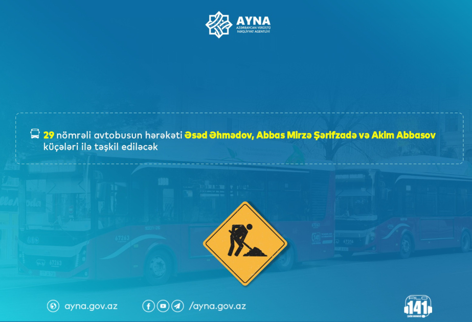Paytaxt yollarında aparılan təmirlə əlaqədar 29 nömrəli avtobusun hərəkət istiqaməti dəyişəcək